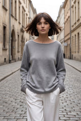 Cotton Pullover Open-Back Loose Sexy Knit Top