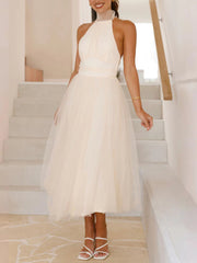 Mesh High Neck Halter Dress