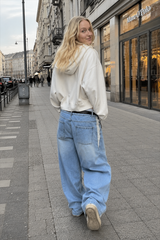 Vintage Washed Patchwork Wide Leg Trendy Jeans
