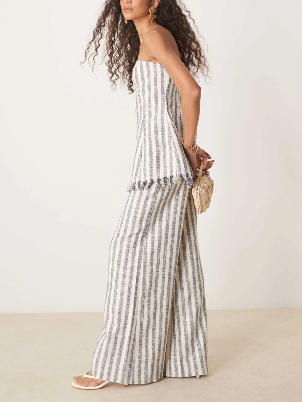 Striped Tassel Wrap Tank Top