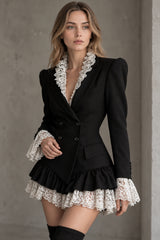 Lace Trim Tailored Blazer Mini Dress