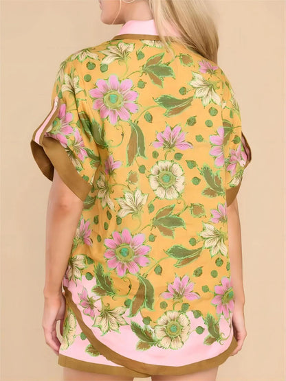 Retro Floral Shorts Set