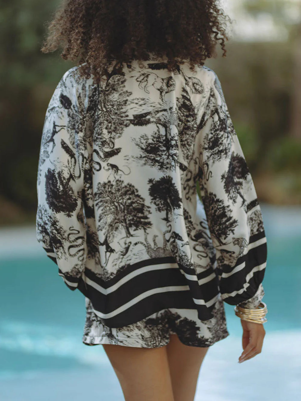 Satin Jungle Floral Shorts Set