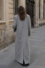 Button Detail Wool Blend Overcoat
