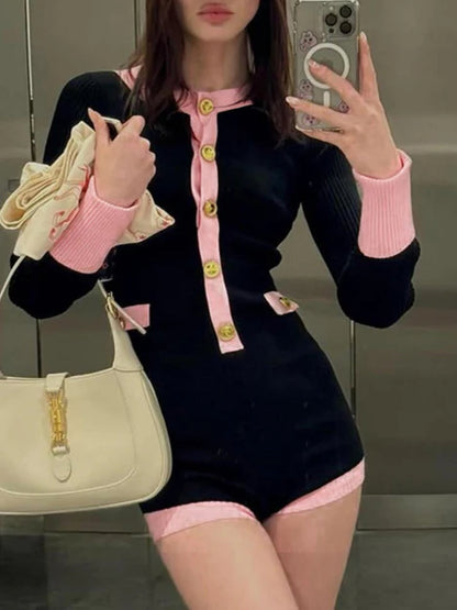 Color Block Knit Jumpsuit