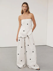 Print Strapless Top Pants Set