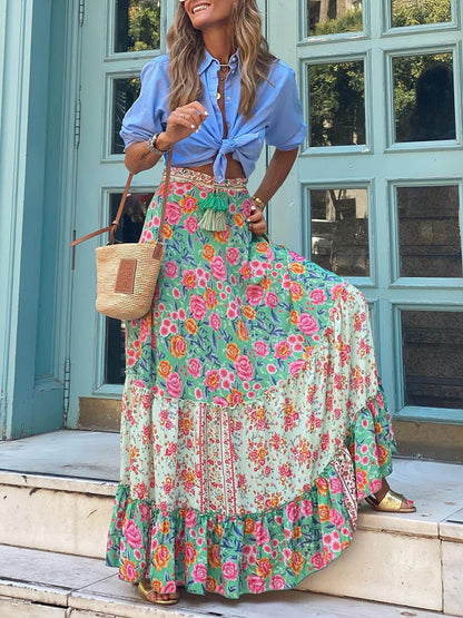 Bohemian Print Maxi Skirt