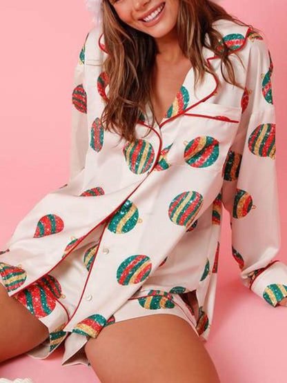 Christmas Satin Print Pajama Set