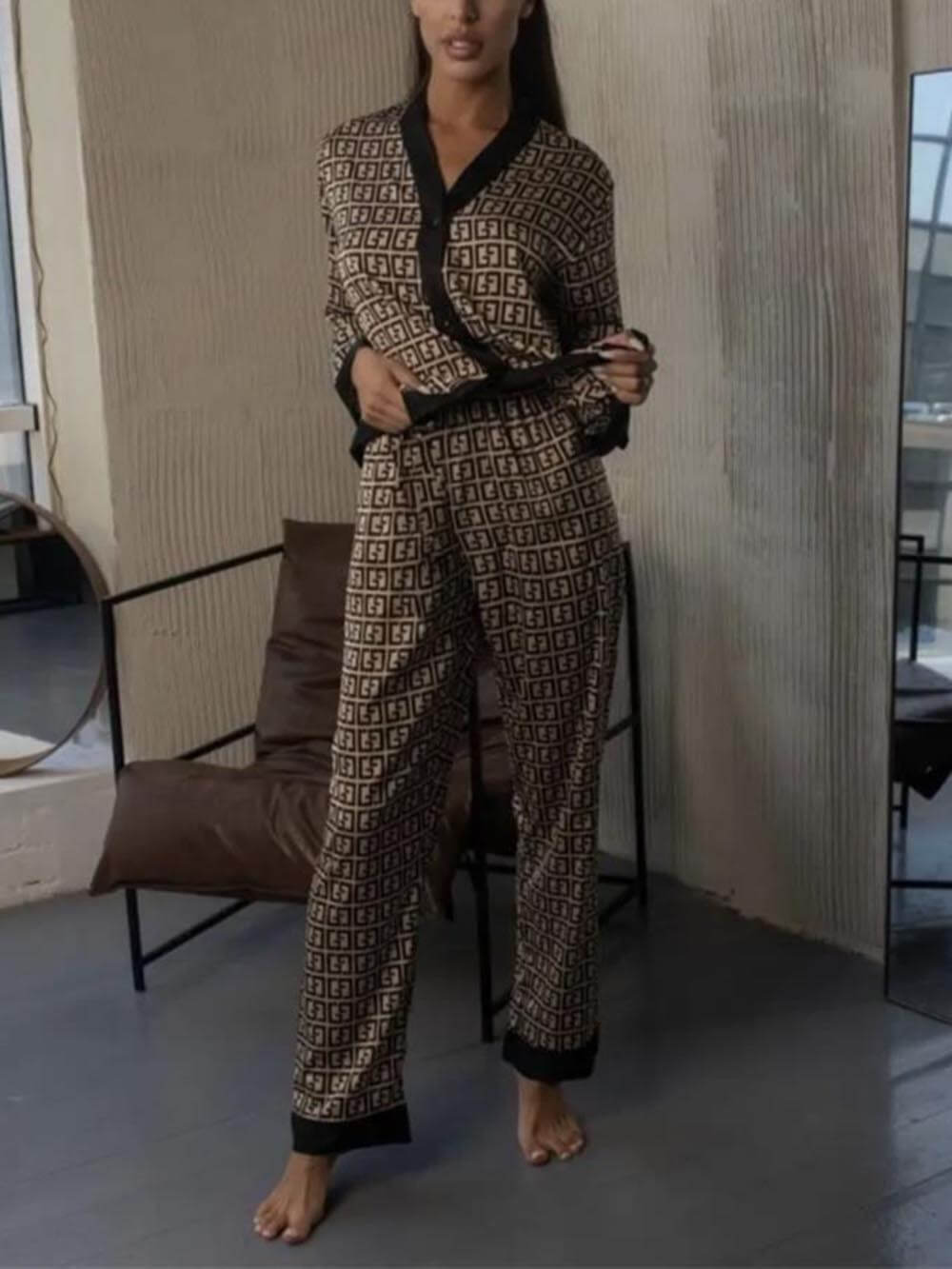 Plaid Patchwork Pajama Set