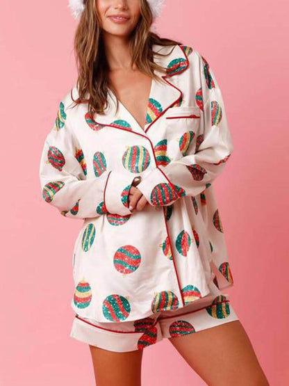 Christmas Satin Print Pajama Set