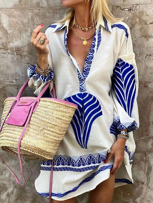 Casual Long Shirt Loose Sleeve Dress
