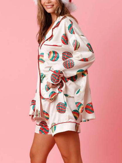 Christmas Satin Print Pajama Set