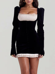 Square Neck Colorblock Bodycon Pencil Dress