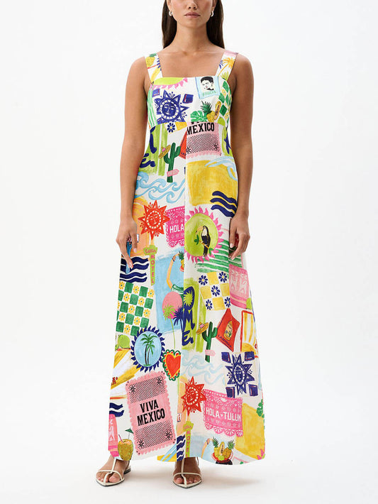 Graffiti Sexy Backless Bow Tie Dress