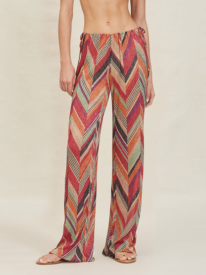 Geometric Print Side Tie Pants
