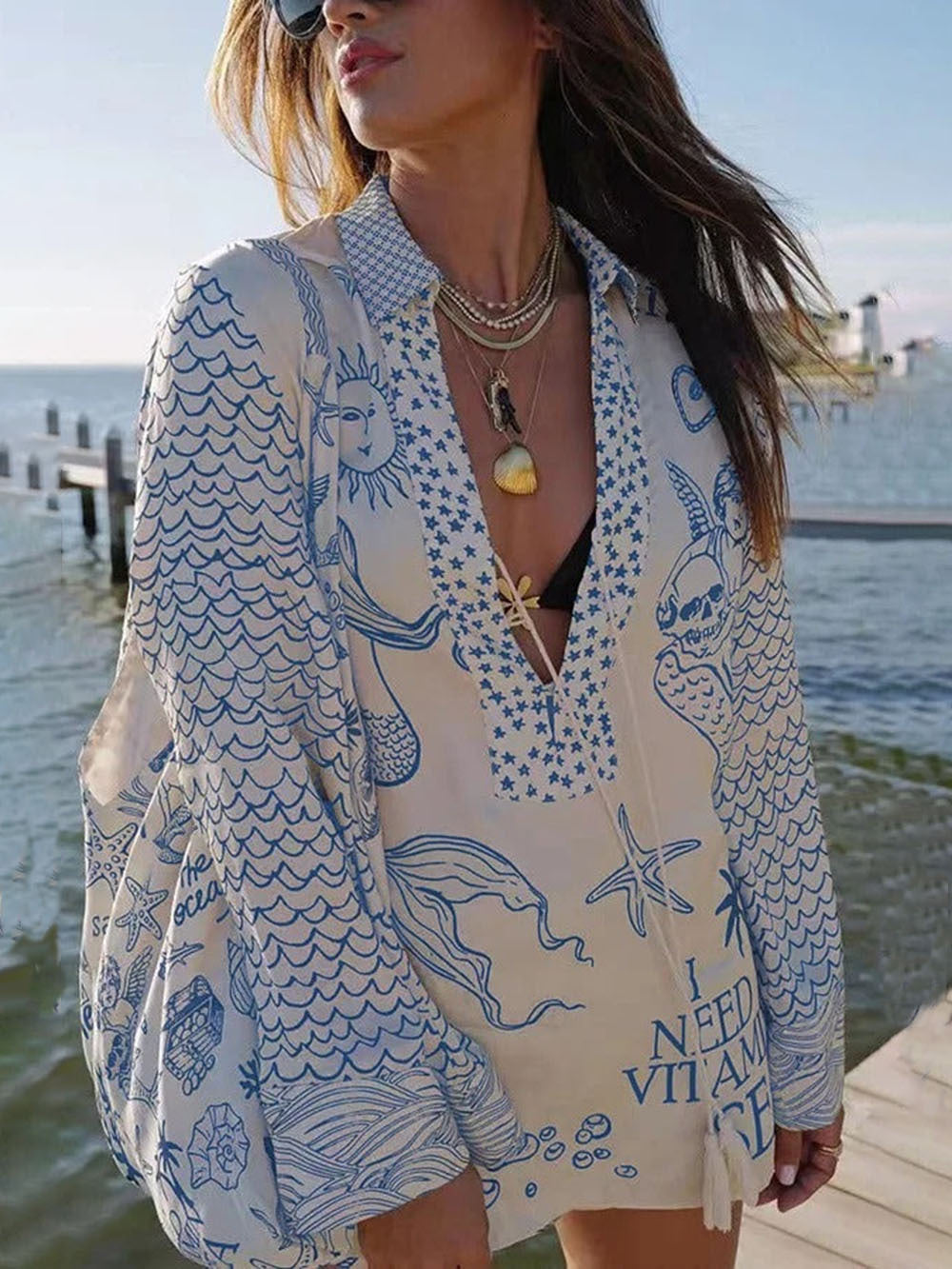 Satin Print Shirt Shorts Set