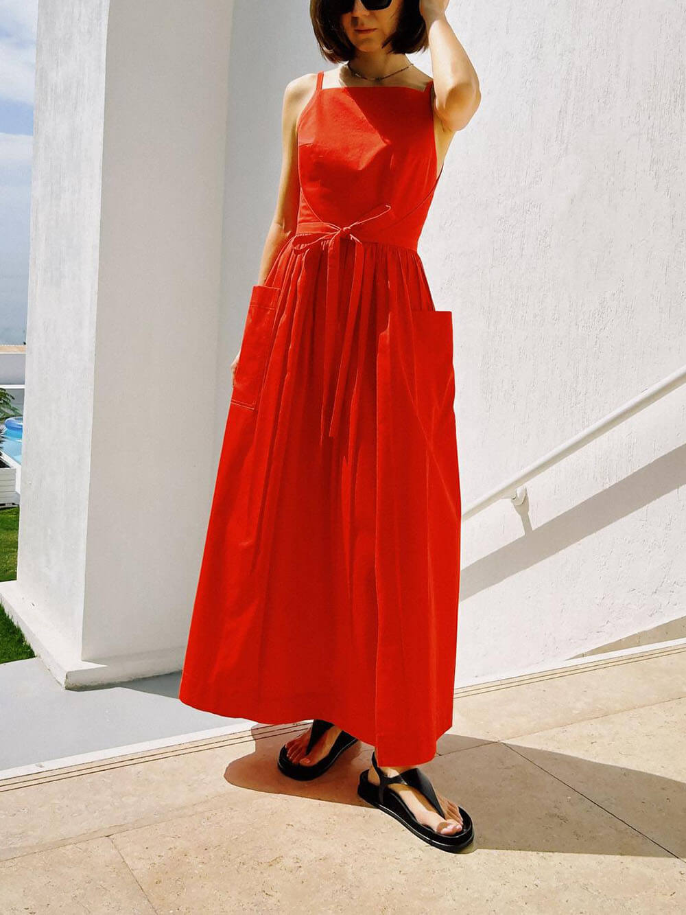 Strapless Square Neck Tie Dress