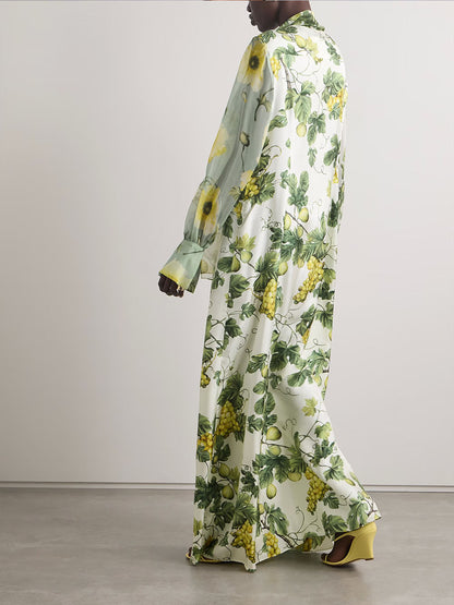Floral Print Ruched Elegant Dress