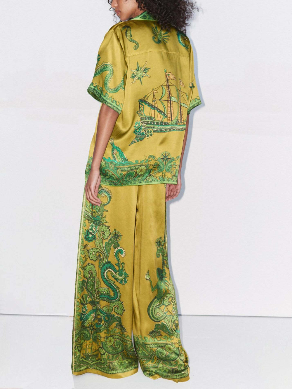 High Waist Floral Satin Pants