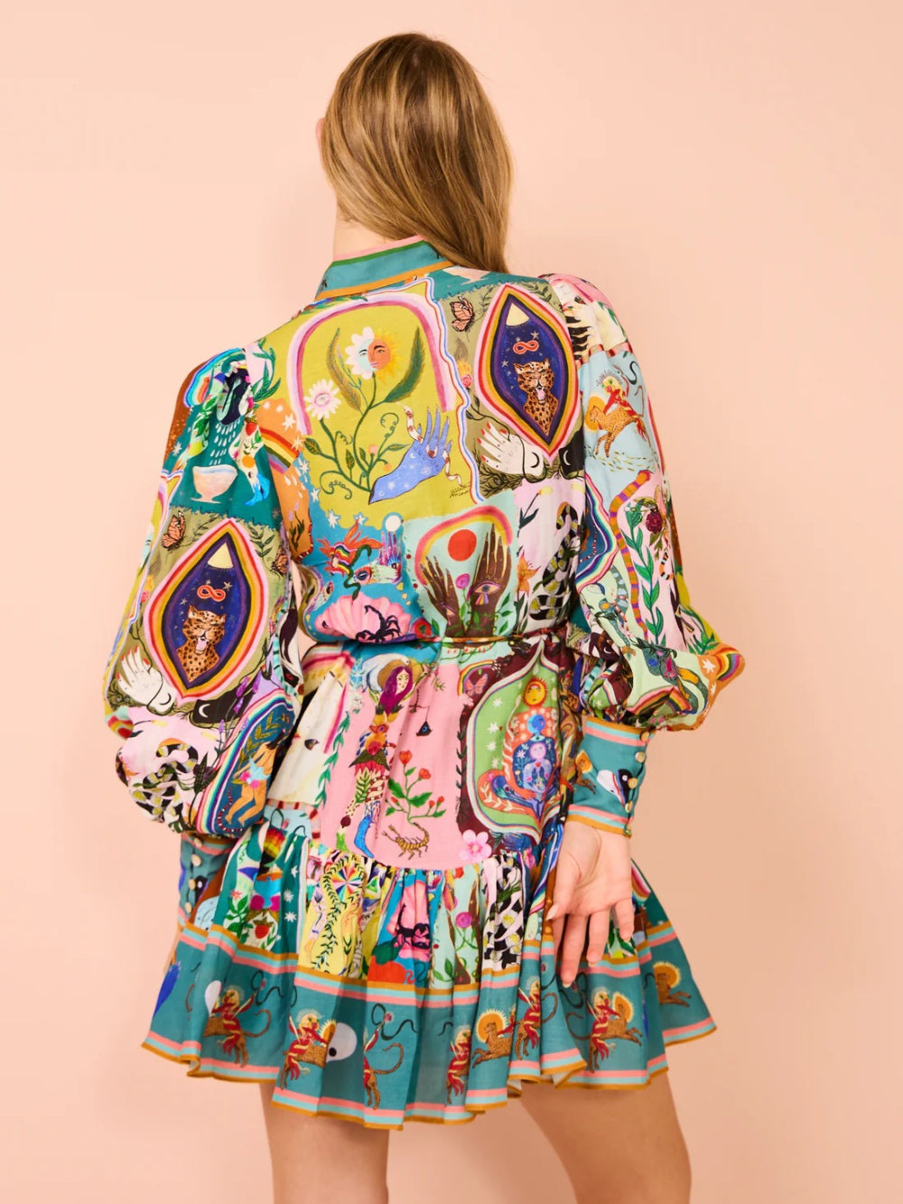 Casual Graffiti Evergreen Print Mini Dress