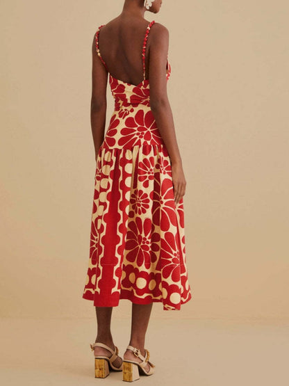 Red Open Back Sleeveless Dress