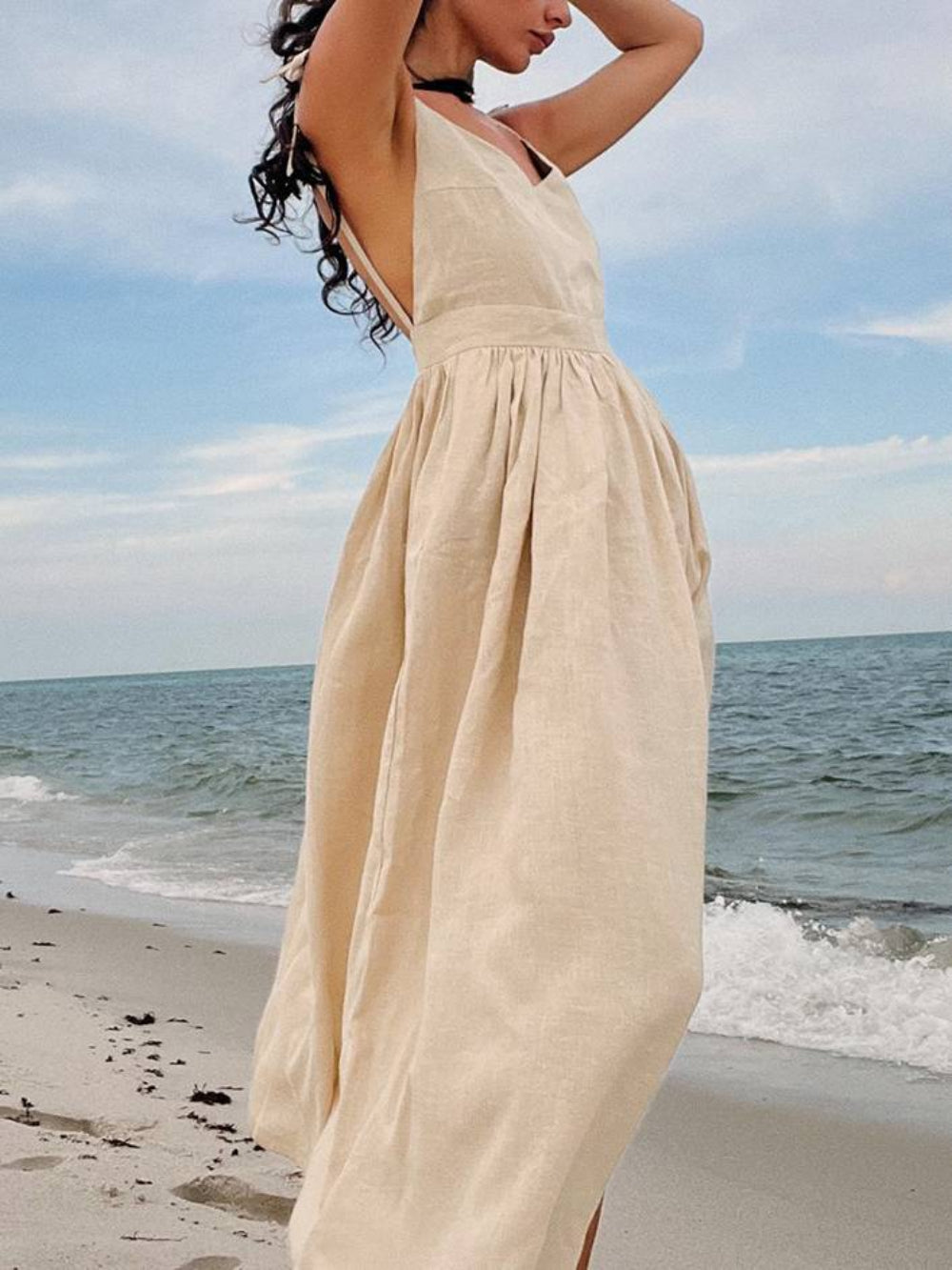 Elegant Sexy Strap Backless Midi Dress