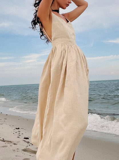 Elegant Sexy Strap Backless Midi Dress