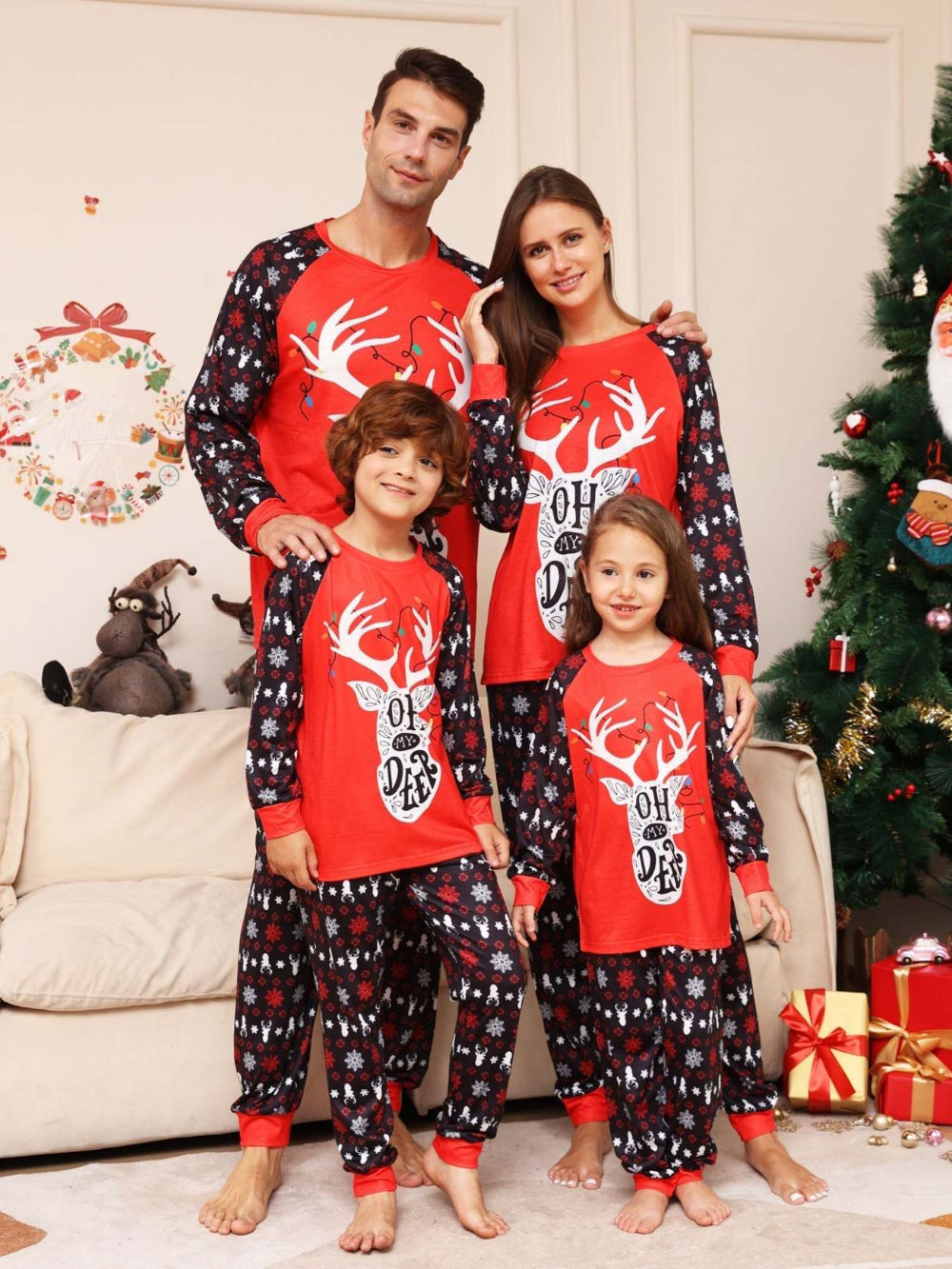 Red ChristRed Christmas Family Pajama Set(with Pet's dog clothes)