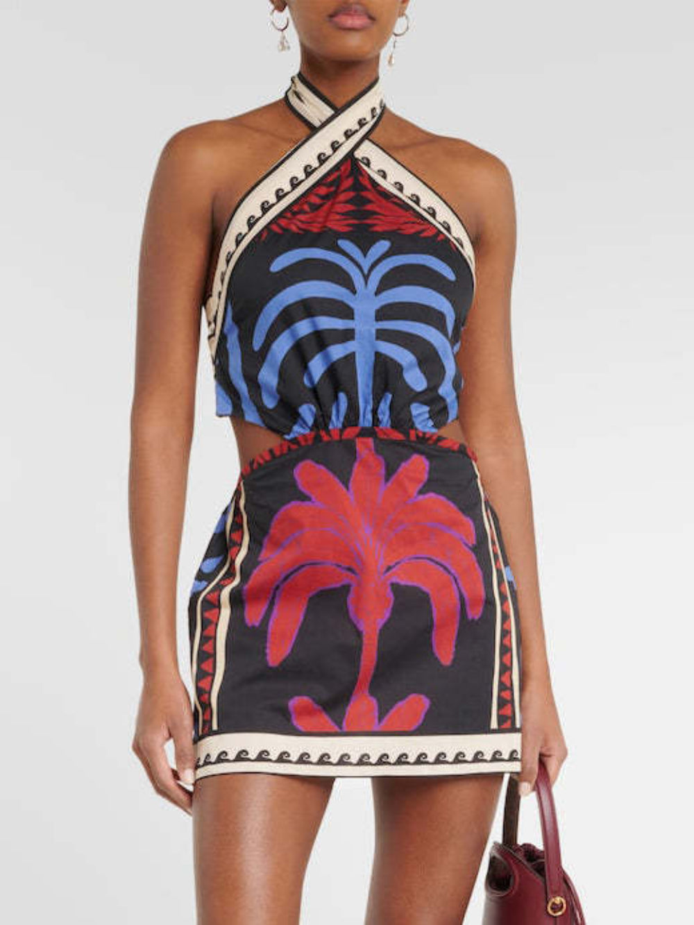 Unique Summer Print Halter Neck Fitted Dress