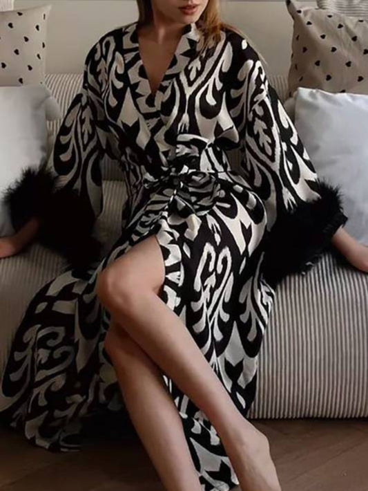 Lace-Up Printed Sleep Dress