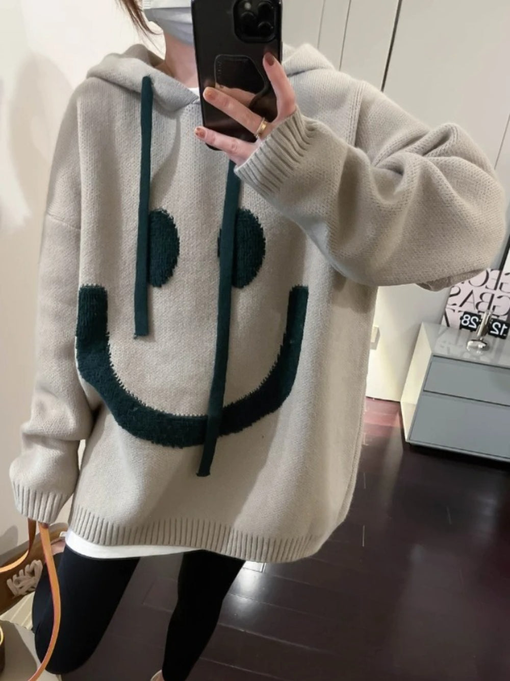 Thick Oversized Hooded Knit Pullover