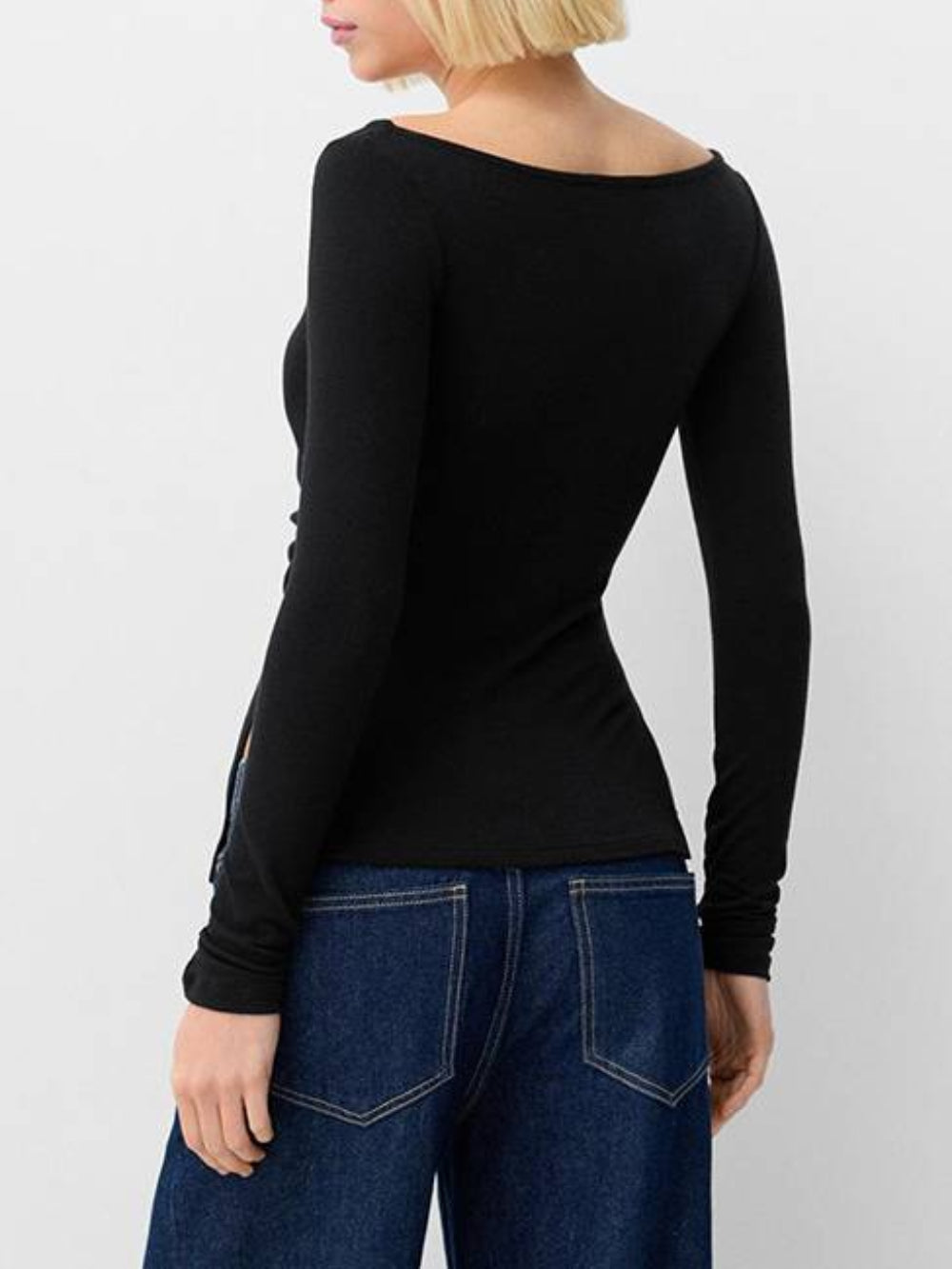 Pleated Boat Neck T-Shirt