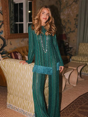 Tassel Printed V-Neck Long Dress