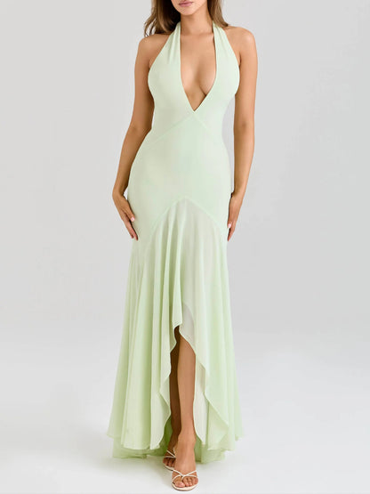 Halter Backless Hollow Deep V Dress