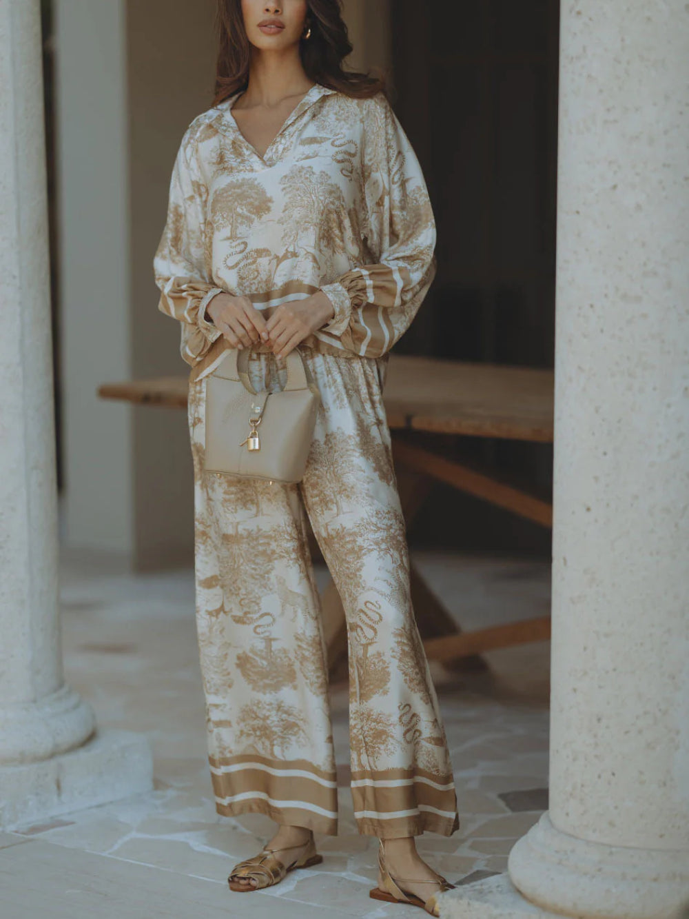 Satin Jungle Floral Print Set