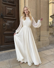 Lantern Sleeve Pearl Sheer Maxi Dress