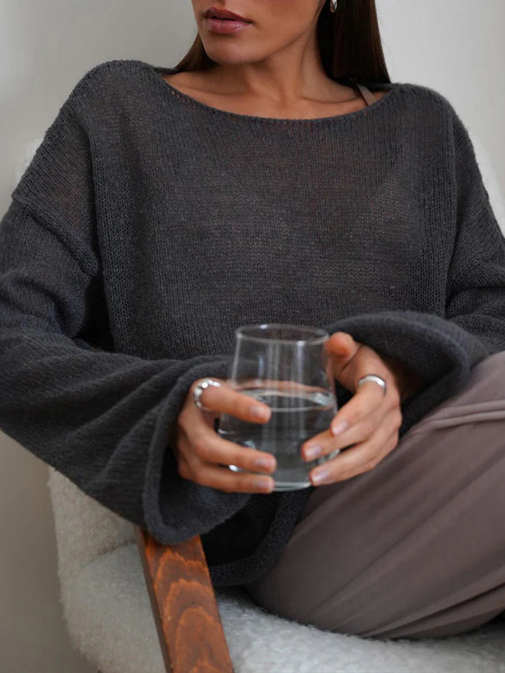 Sheer Bell Sleeve Knit Top