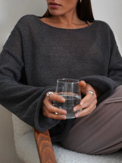 Sheer Bell Sleeve Knit Top