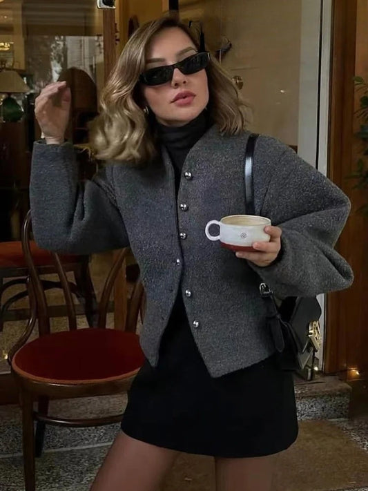 Single-Breasted Long Sleeve Jacket