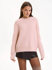 Solid Round Neck Knit Sweater