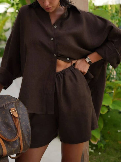 Casual Shirt and Shorts Two-piece Set