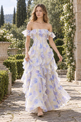 Sheer Ruffle Off Shoulder Beach Maxi Dress