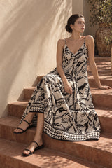 Vacation Coconut Print Loose Boho Dress