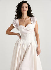Soft Mesh Waist Flared Prom Dress