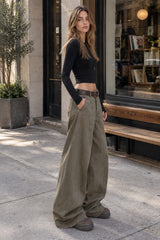 Structured Tailored Wide-Leg Cargo Pants
