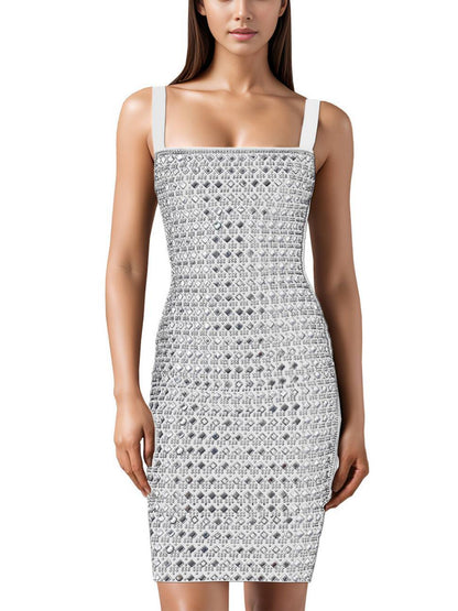 Sexy Bodycon Rhinestone Mini Dress