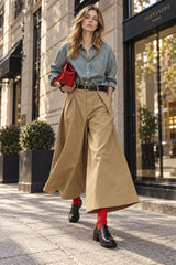 Loose Khaki Maxi Skirt