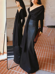 Black PU Leather High Waist Skirt