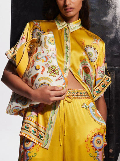 Satin Paisley Print Oversized Set