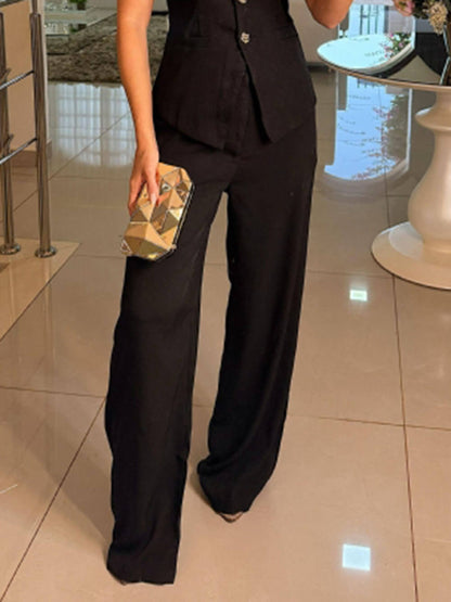 High Neck Button Vest Top